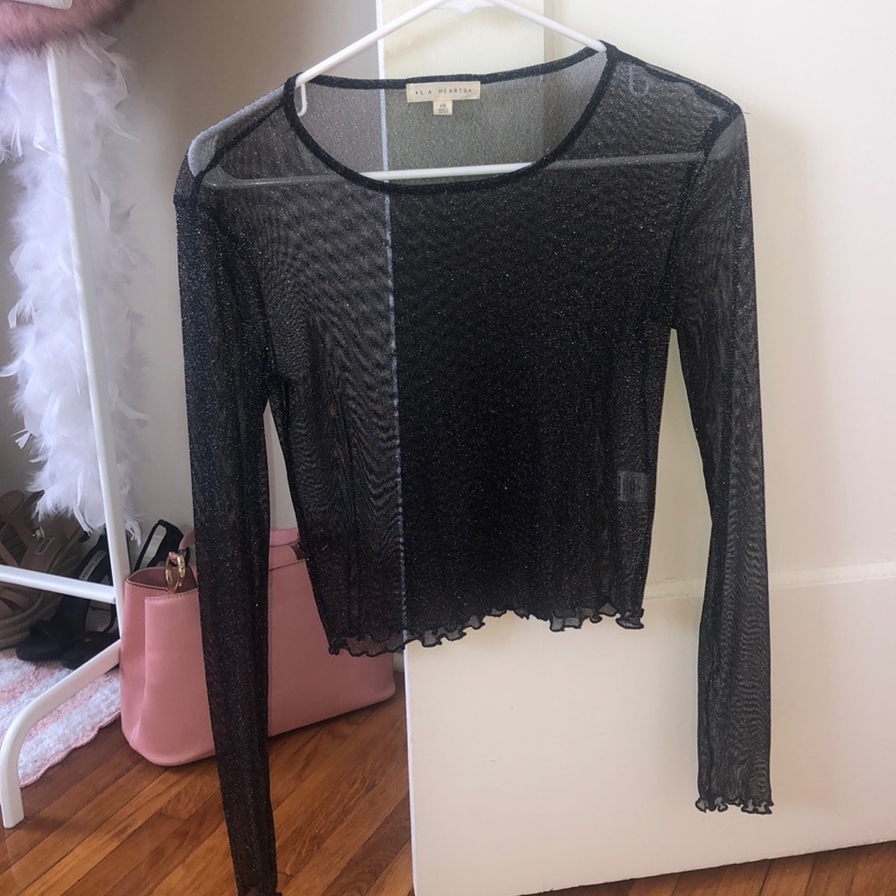 Black Glitter Mesh Longsleeve